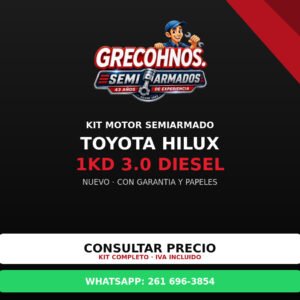 Motor Semiarmado Toyota Hilux 1KD 3.0 Diesel | Nuevo con Garantía | Greco Hnos